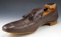 PRADA sz 12 LEATHER APRON TOE TASSEL LOAFERS 2DB01