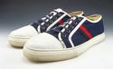 GUCCI sz 12 CANVAS & LEATHER LOW CUT SNEAKER MENS 