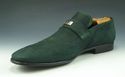 New - GUCCI sz 8 SUEDE LOGO PLATE LOAFERS 247494 M