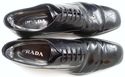 PRADA sz 8.5 LEATHER MEDALLION TOE OXFORDS 2E1400 