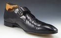 PRADA sz 7.5 LEATHER PLAIN TOE STRAP LOAFERS 2P175