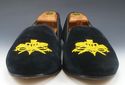 STUBBS & WOOTTON sz 9.5 VELVET EMBOSSED SLIPPERS M