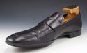 PRADA sz 9.5 LEATHER STRAP LOAFERS 2DE014 MENS BLA