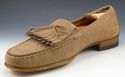 FERRAGAMO sz 11 NUBUCK MOCCASIN TOE KILTIE LOAFER 