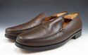 TOD'S size 12 LEATHER APRON TOE LOAFERS MENS DARK 