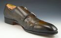 SANTONI sz 13 LEATHER DOUBLE MONK STRAPS 11210741 