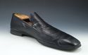 PRADA sz 9.5 LEATHER APRON TOE LOAFER 1578 MENS BL