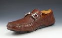 New - FERRAGAMO sz 7 PARIGI CROCODILE DRIVER MS290