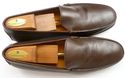 TOD'S size 12 LEATHER APRON TOE LOAFERS MENS DARK 