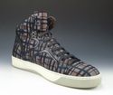 LANVIN sz 9 PLAID CANVAS HIGH TOP SNEAKERS MENS MU