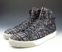 LANVIN sz 9 PLAID CANVAS HIGH TOP SNEAKERS MENS MU