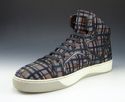 LANVIN sz 9 PLAID CANVAS HIGH TOP SNEAKERS MENS MU