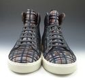 LANVIN sz 9 PLAID CANVAS HIGH TOP SNEAKERS MENS MU