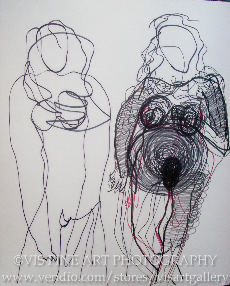 VIS Fine Art Gallery : "Untitled" : Abstract Drawing with Brush Pen and