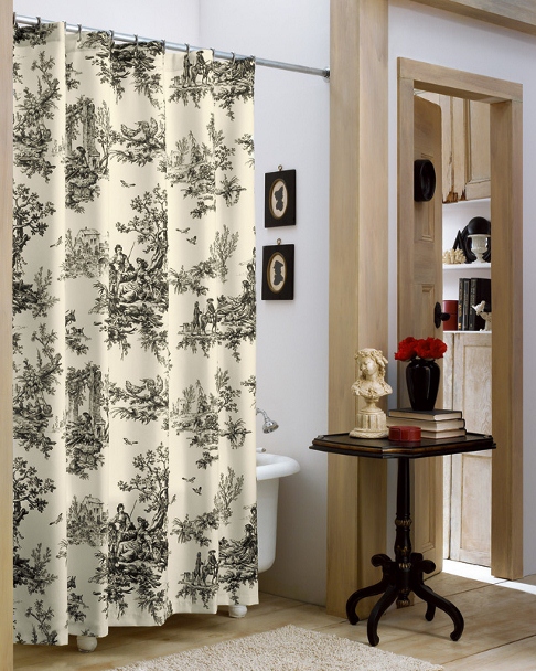 toile shower curtain green