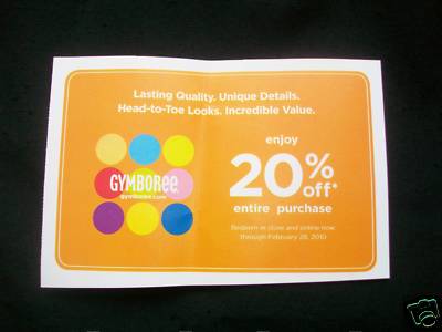 naomidelia : GYMBOREE coupon 20% off online CODE expire FEB 31, 2010
