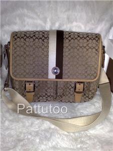 pattutoo : COACH 70182 SIGNATURE 6CM KHAKI CROSSBODY MESSENGER BAG