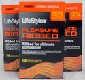 42 x LifeStyles Pleasure Ribbed Condoms 3 pack of 