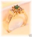 Vintage CID 10K Gold Emerald & Diamond Ring (7¼) 