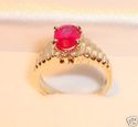 Vintage 14K Gold Ruby & Diamond Ring (6 ½) 