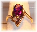 Vintage AJ© 14K Yellow Gold Amethyst & Diamond Ri