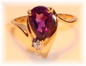 Vintage AJ© 14K Yellow Gold Amethyst & Diamond Ri