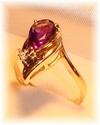 Vintage AJ© 14K Yellow Gold Amethyst & Diamond Ri