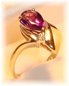 Vintage AJ© 14K Yellow Gold Amethyst & Diamond Ri