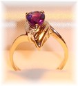 Vintage AJ© 14K Yellow Gold Amethyst & Diamond Ri