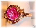 Vintage 10K Yellow Gold Pink Topaz Ring (8) 