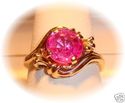 Vintage 10K Yellow Gold Pink Topaz Ring (8) 