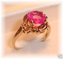 Vintage 10K Yellow Gold Pink Topaz Ring (8) 