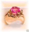 Vintage 10K Yellow Gold Pink Topaz Ring (8) 