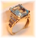 Vintage 14K Gold Sky Blue Topaz & Diamond Ring (6)