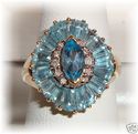 CRP 10K Gold Blue Topaz & Diamond Ring (6 ½)