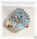 CRP 10K Gold Blue Topaz & Diamond Ring (6 ½)