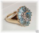 CRP 10K Gold Blue Topaz & Diamond Ring (6 ½)