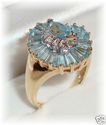 CRP 10K Gold Blue Topaz & Diamond Ring (6 ½)