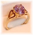 10K Yellow Gold Lilac Cubic Zirconia Heart Ring (6