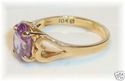 10K Yellow Gold Lilac Cubic Zirconia Heart Ring (6