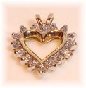 Vintage 10K Solid Yellow Gold Diamond Heart Pendan