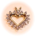 Vintage 10K Solid Yellow Gold Diamond Heart Pendan