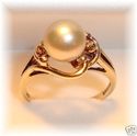 Vintage LOVE STORY 10K Gold Pearl & Diamond Ring (