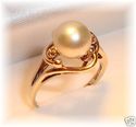 Vintage LOVE STORY 10K Gold Pearl & Diamond Ring (