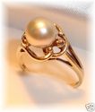 Vintage LOVE STORY 10K Gold Pearl & Diamond Ring (