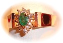 Vintage CID 10K Gold Emerald & Diamond Ring (7¼) 