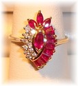 Vintage IK 14K Gold Ruby & Diamond Ring (6½) 