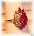 Vintage IK 14K Gold Ruby & Diamond Ring (6½) 