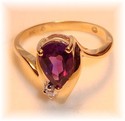 Vintage AJ© 14K Yellow Gold Amethyst & Diamond Ri