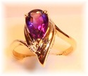 Vintage AJ© 14K Yellow Gold Amethyst & Diamond Ri